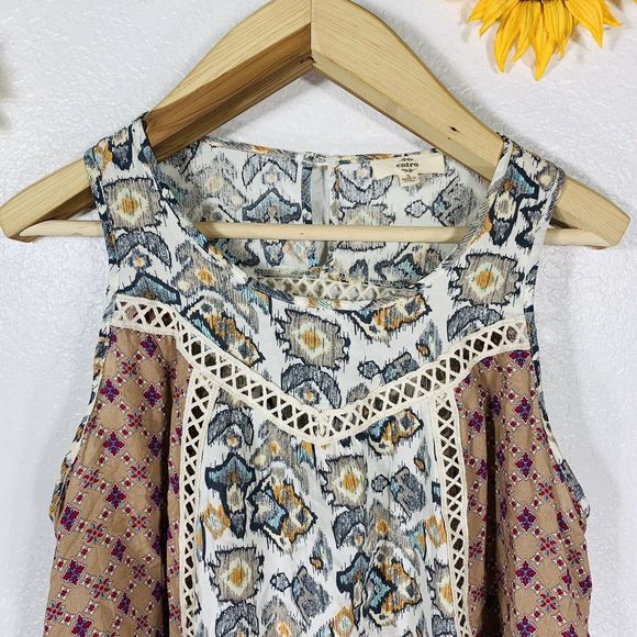 Entro Boho Hippy Embroidered Sleeveless Blouse Size Small Women’s - Picture 3 of 7